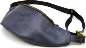 Темно-синяя винтажная сумка на пояс из натуральной кожи TARWA (21642)