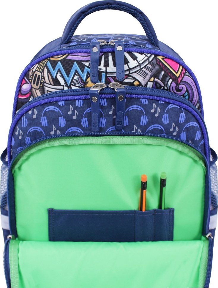 Качественный школьный рюкзак синего цвета из текстиля Bagland (53700)