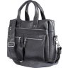 Мужская черная кожаная сумка для ноутбука с зернистой фактурой SHVIGEL (00975) - 3