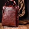 Вертикальная мужская сумка из фактурной кожи коричневого цвета с ручками KARYA (2420886)  - 10