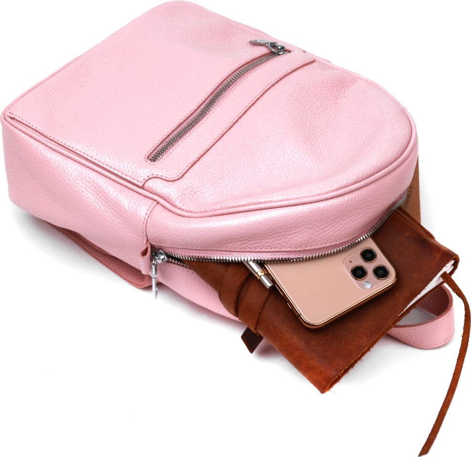 Розовый женский рюкзак из натуральной кожи Shvigel (16304)