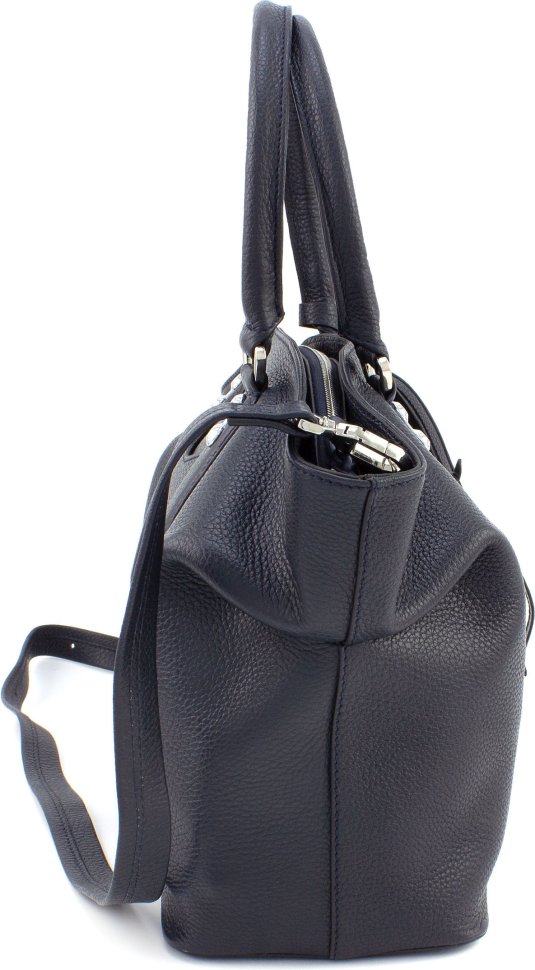 Женская кожаная сумка темно-синего цвета с ручками KARYA (21035)