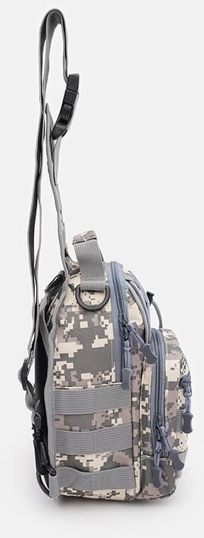 Мужская тактическая сумка-рюкзак серого цвета с пиксельным принтом - Monsen (56000)