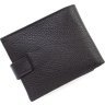 Черное мужское портмоне из зернистой кожи с хлястиком на кнопке KARYA (21757) - 3