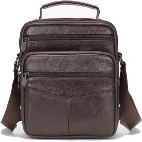 Мужская кожаная сумка коричневого цвета с ручкой VINTAGE STYLE (20246)