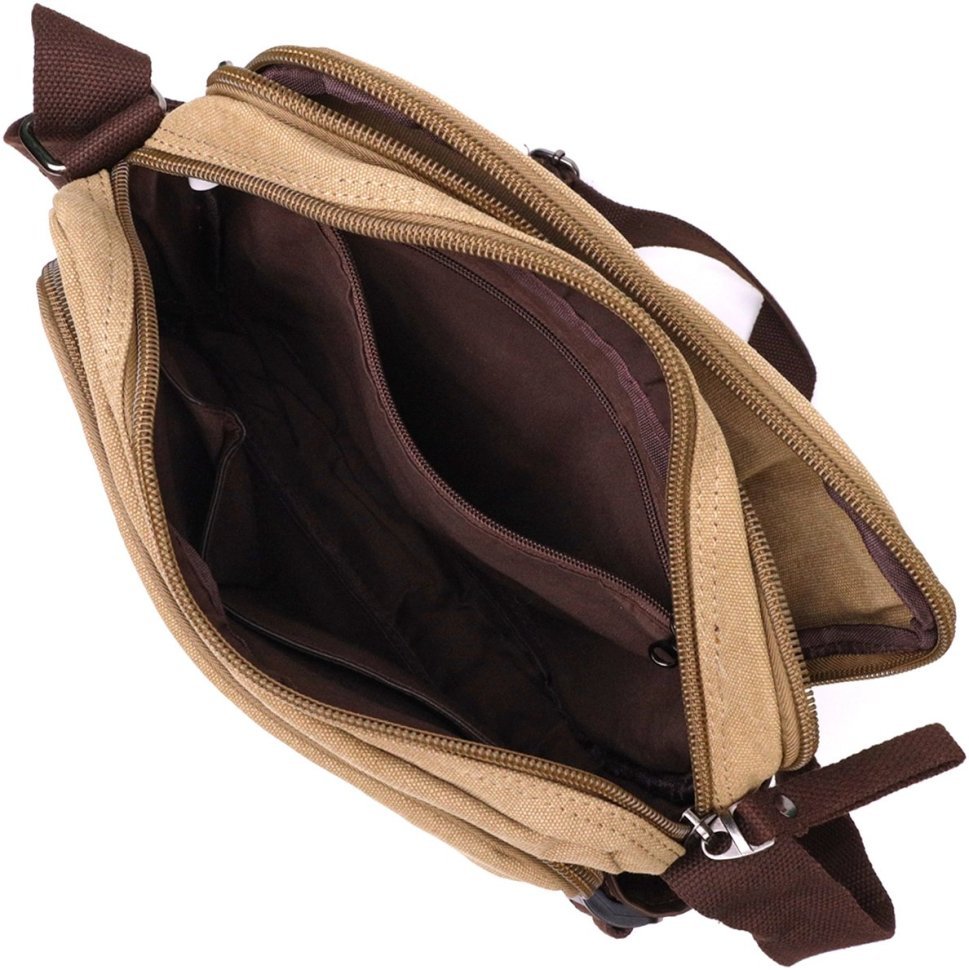 Мужская сумка-мессенджер среднего размера из текстиля песочного цвета Vintage 2422206