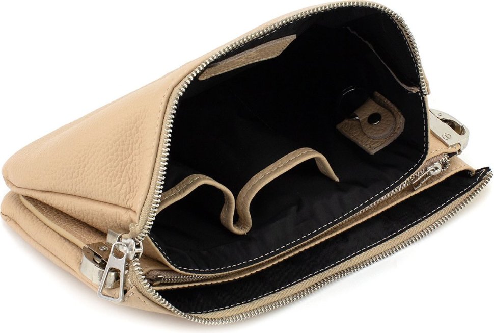 Пудровая женская сумка-клатч из натуральной итальянской кожи Grande Pelle (59100)