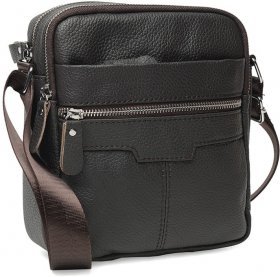 Мужская сумка-планшет коричневого цвета из натуральной кожи на двух молниях Borsa Leather (15620)