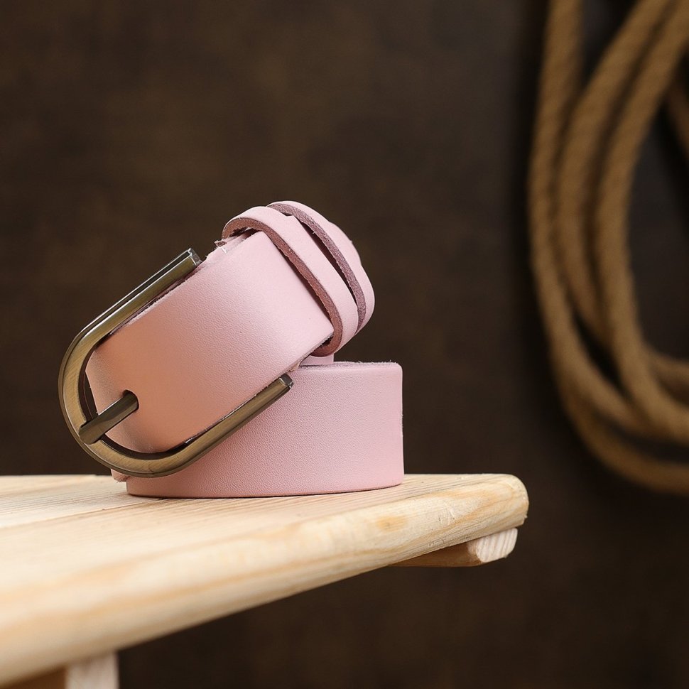 Женский кожаный ремень узкого типа в розовом цвете Vintage (2420796)