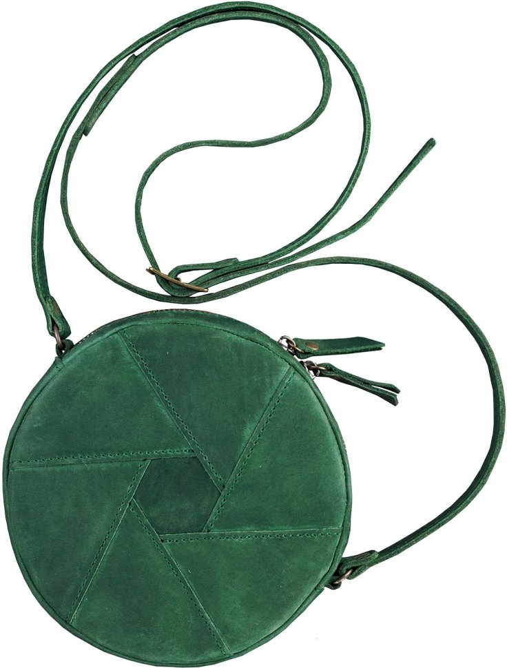 Сумка зеленого цвета из натуральной кожи с винтажным эффектом BlankNote Бон-Бон (12661)