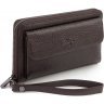 Кожаный кошелек-клатч темно-коричневого цвета с выраженной фактурой KARYA (19970) - 1
