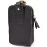 Черная сумка на пояс из фактурной кожи на одно отделение Vintage (20418) - 2