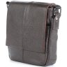 Мужская кожаная сумка-планшет темно-коричневого цвета в вертикальном формате SHVIGEL (00977) - 1