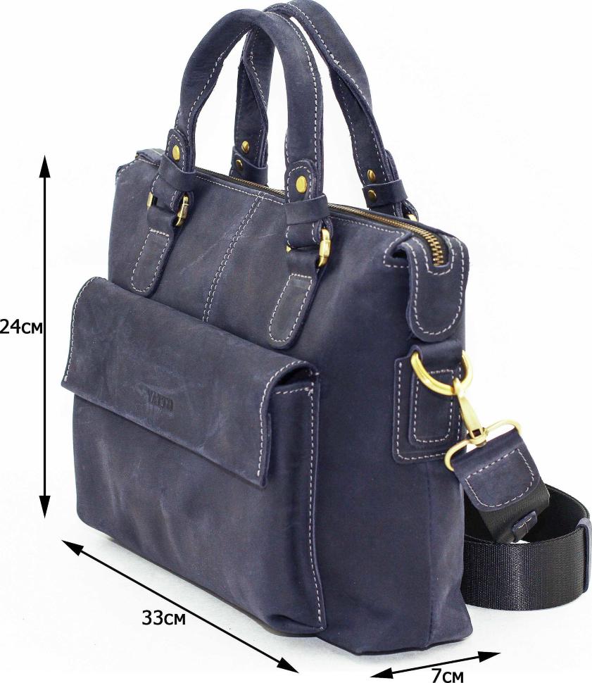 Наплечная мужская сумка мессенджер синего цвета с ручками VATTO (11643)