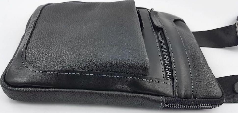 Удобная мужская сумка планшет на плечо черного цвета VATTO (11843)