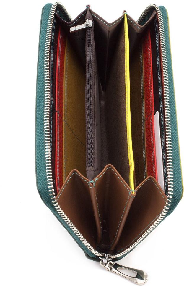 Кожаный кошелек с разноцветными вставками на молнии ST Leather (16021)