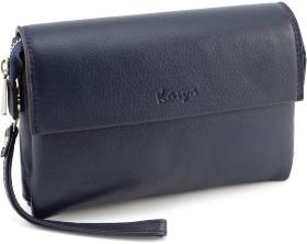 Деловой кожаный клатч синего цвета KARYA (0791-44)