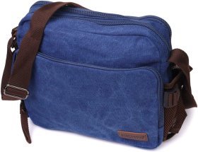 Синя чоловіча сумка-месенджер середнього розміру із щільного текстилю Vintage 2422207