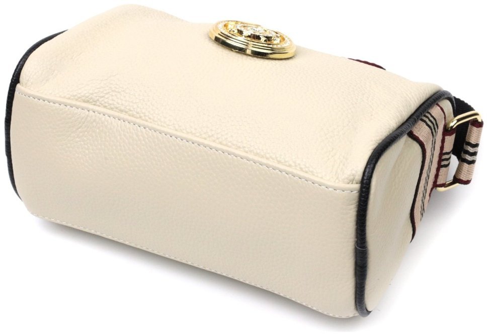 Женская наплечная сумка из натуральной кожи молочного цвета Vintage 2422264