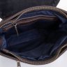 Кожаная мужская сумка через плечо коричневого цвета с золотистой фурнитурой TARWA (19816) - 5