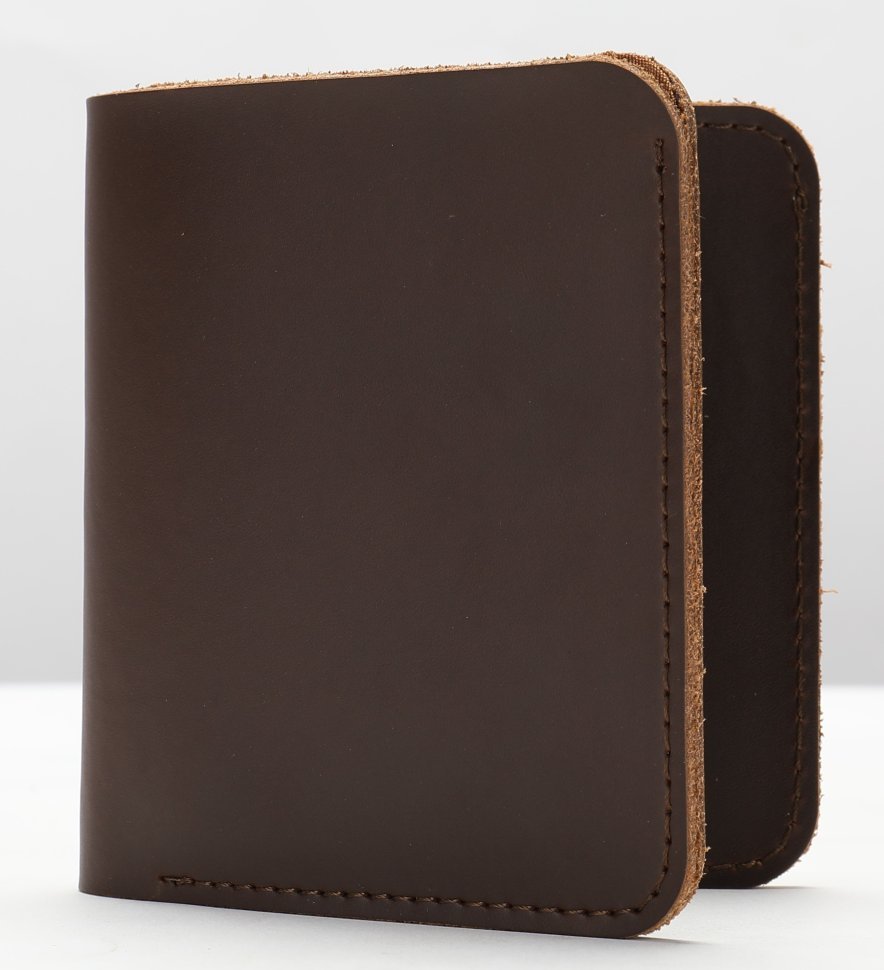 Миниатюрное мужское портмоне из натуральной кожи коричневого окраса без застежки Vintage (2414928)