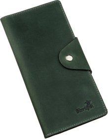 Зеленый вертикальный купюрник из винтажной кожи на кнопках SHVIGEL (2416179)