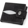 Черный кошелек из натуральной кожи морского ската с хлястиком STINGRAY LEATHER (024-18002) - 1