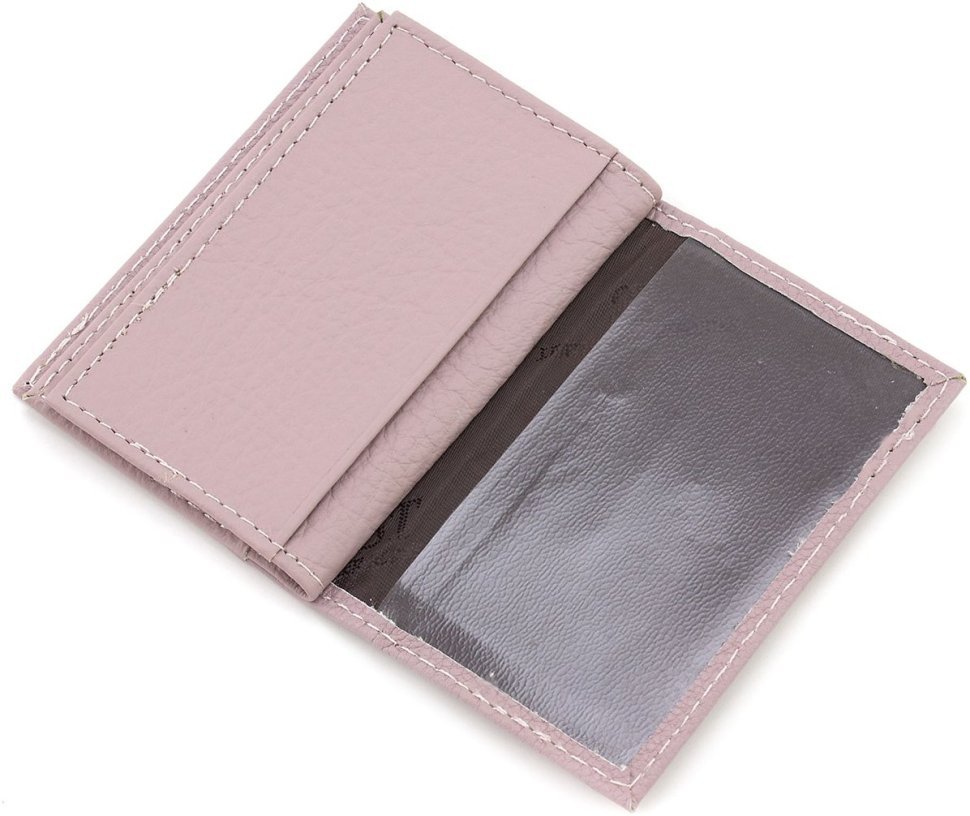 Темно-розовая женская обложка на документы маленького размера из натуральной кожи ST Leather 1767202