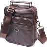 Практичная мужская сумка-барсетка из натуральной кожи коричневого цвета Vintage (2421272) - 1