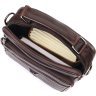Практичная мужская сумка-барсетка из натуральной кожи коричневого цвета Vintage (2421272) - 6