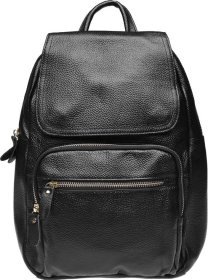 Женский кожаный рюкзак черного цвета под формат А4 - Keizer (57302)