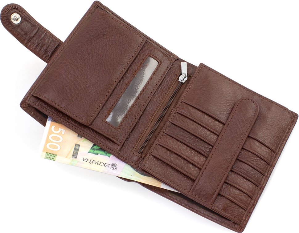 Коричневый мужской бумажник среднего размера из гладкой кожи ST Leather (21524)