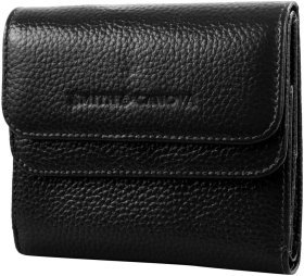 Чорний жіночий гаманець із фактурної шкіри з монетницею на кнопці Smith&Canova Haxey 69702