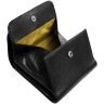Черный женский кошелек из фактурной кожи с монетницей на кнопке Smith&Canova Haxey 69702 - 2