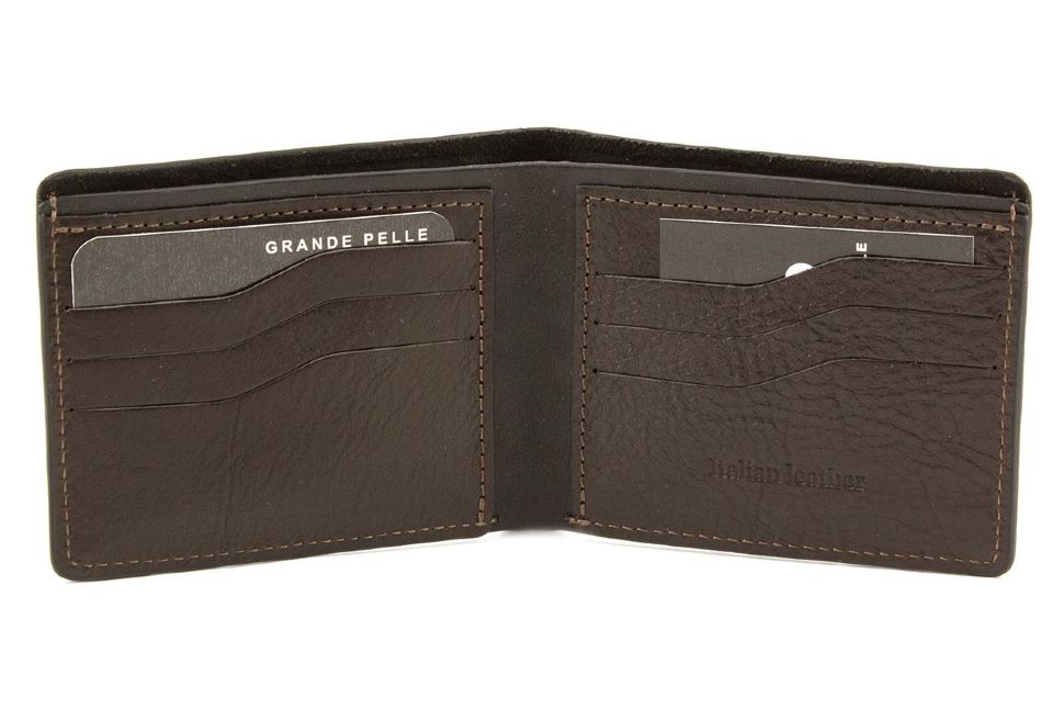 Кожаное портмоне без застежки для купюр и карточек Grande Pelle (13238)
