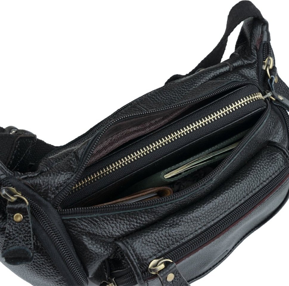 Мужская повседневная сумка на пояс черного цвета VINTAGE STYLE (14761)