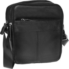 Практичная мужская кожаная сумка через плечо в черном цвете Borsa Leather (21904)