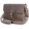 Вместительная мужская сумка-мессенджер из винтажной кожи коричневого цвета SHVIGEL (00980) - 1