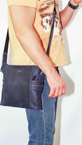 Наплечная мужская сумка на молнии из винтажной кожи VATTO (12044) - 2