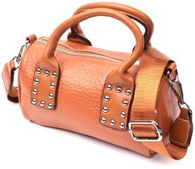 Горизонтальная женская сумка из натуральной кожи коричневого цвета с двумя ручками Vintage 2422367