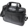 Деловая кожаная мужская сумка для ноутбука в черном цвете Vintage (20680) - 1