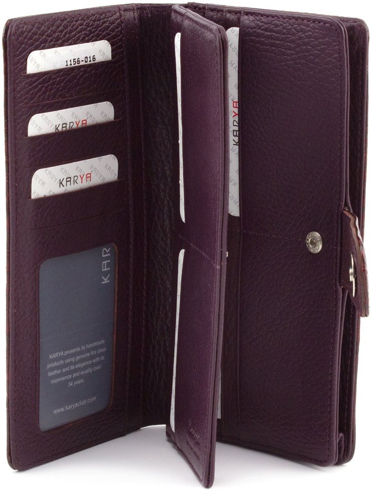 Вертикальный кошелек бордового цвета из натуральной кожи KARYA (1156-016)