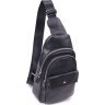 Черная мужская сумка-слинг из натуральной зернистой кожи Vintage (2421402) - 1