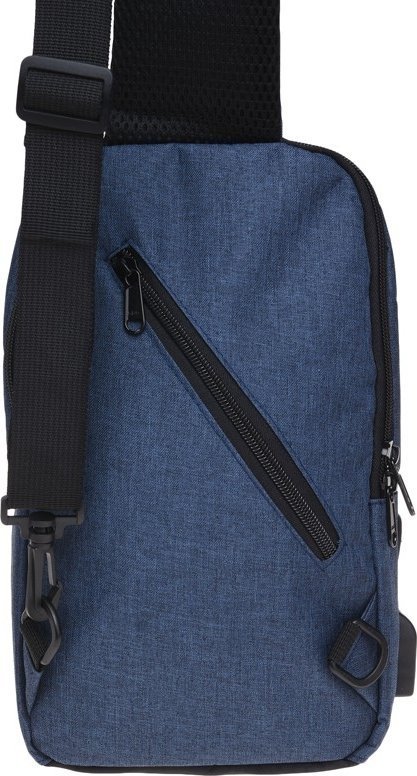 Мужская вертикальная сумка-слинг синего цвета из полиэстера Remoid (21944)