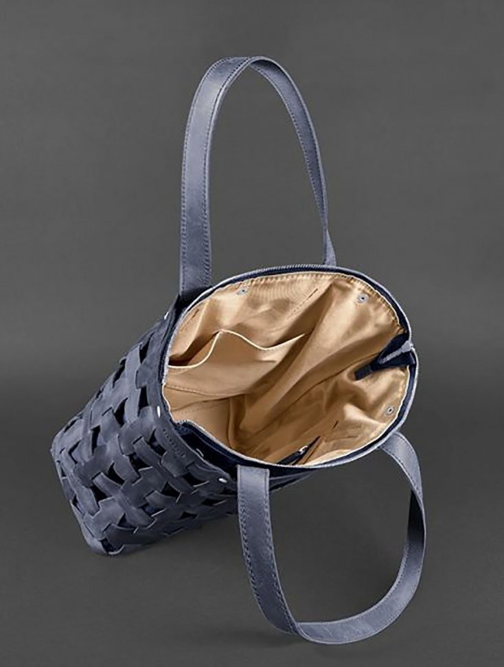 Красивая плетеная сумка из натуральной кожи украинского производства BlankNote Пазл L (12776)