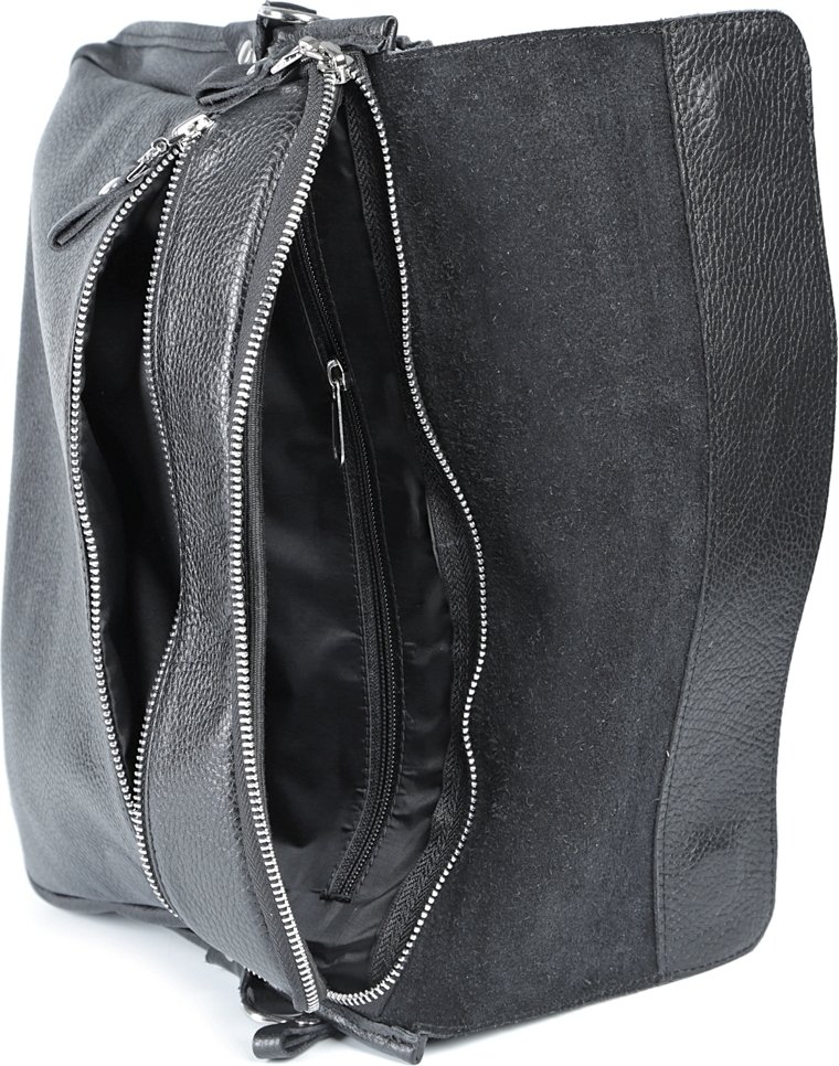 Мужская сумка-мессенджер из зернистой кожи на две секции под клапаном SHVIGEL (00997)