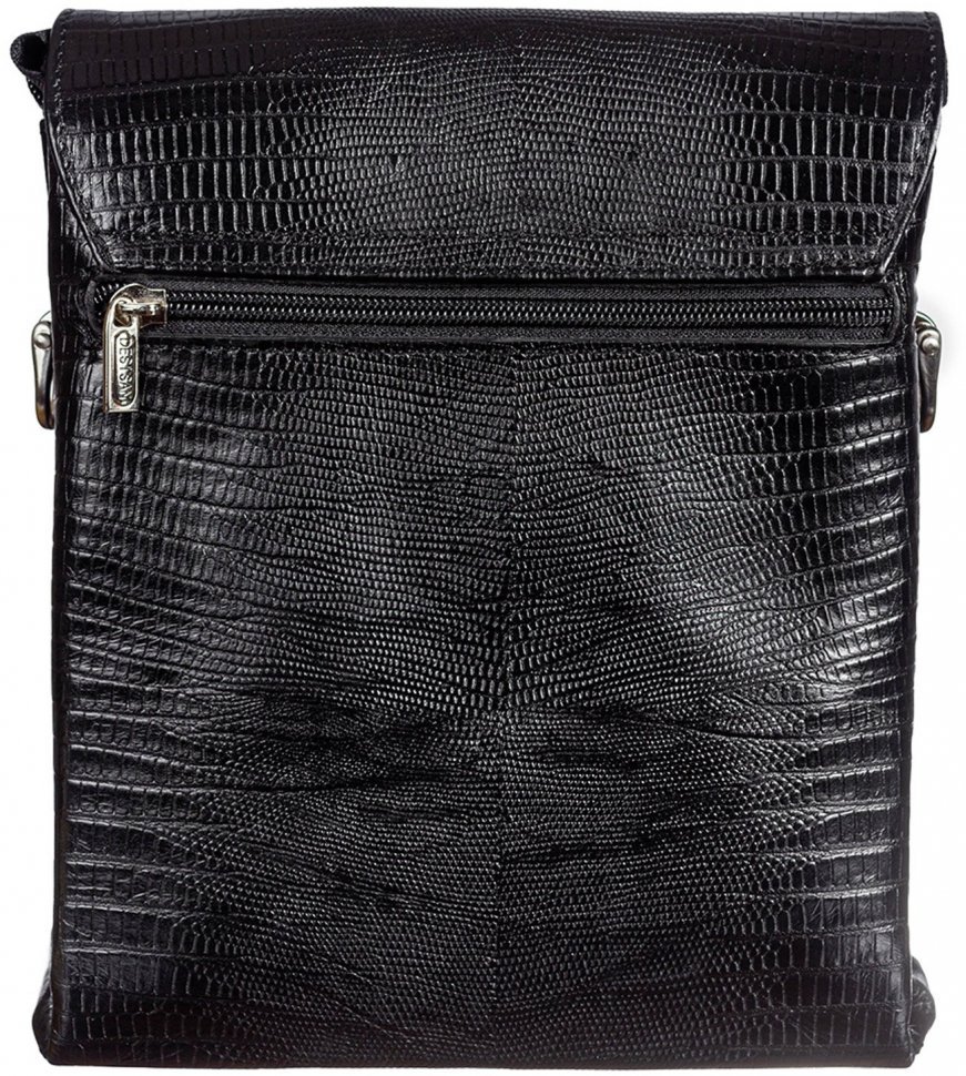 Черная сумка из натуральной кожи с тиснением под змею Desisan (1321-143)