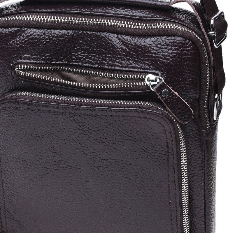 Мужская небольшая сумка-барсетка из коричневой кожи флотар Keizer (21353)