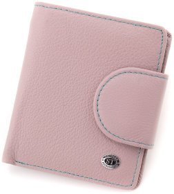 Темно-розовый женский кошелек из натуральной кожи с хлястиком на магните ST Leather 1767304