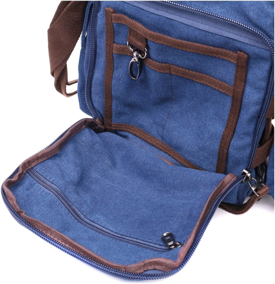 Мужская текстильная сумка-планшет синего цвета с чехлом для воды Vintage 2422211